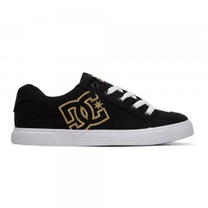 DC Shoes Chelsea Skate Sko Dame Sort Guld | TGNX-82106