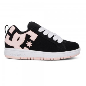 DC Shoes Court Graffik Skate Sko Børn Sort Lyselyserød | TMGS-21679