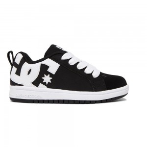 DC Shoes Court Graffik Skate Sko Børn Sort Hvide | ZJDF-98463