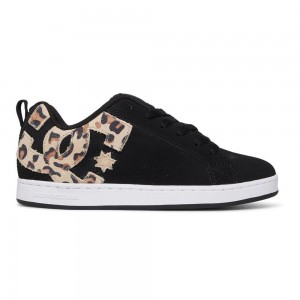 DC Shoes Court Graffik Skate Sko Dame Sort Leopard | PUBM-50891