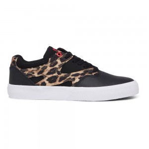 DC Shoes Kalis Vulc Skate Sko Dame Sort Leopard | WTUS-17964