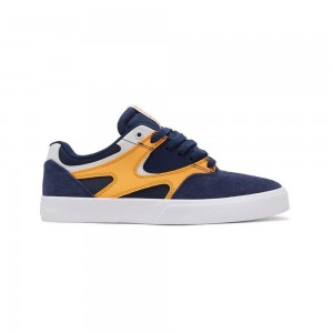 DC Shoes Kalis Vulc Skate Sko Herre Mørkeblå Orange | SZMJ-50892