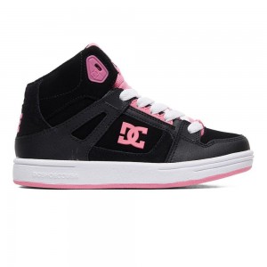 DC Shoes Pure Skate Sko Børn Sort Lyserød | HGSP-48910