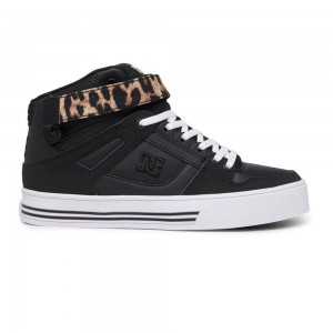 DC Shoes Pure Skate Sko Dame Sort Leopard | GWUL-89024