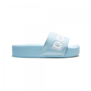 DC Shoes Slides Sandaler Dame Blå Hvide | SPUK-95781