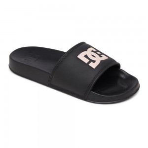 DC Shoes Slides Sandaler Dame Sort Lyserød | ZGHY-78231