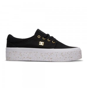 DC Shoes Trase Skate Sko Dame Sort Guld | OXTN-57093