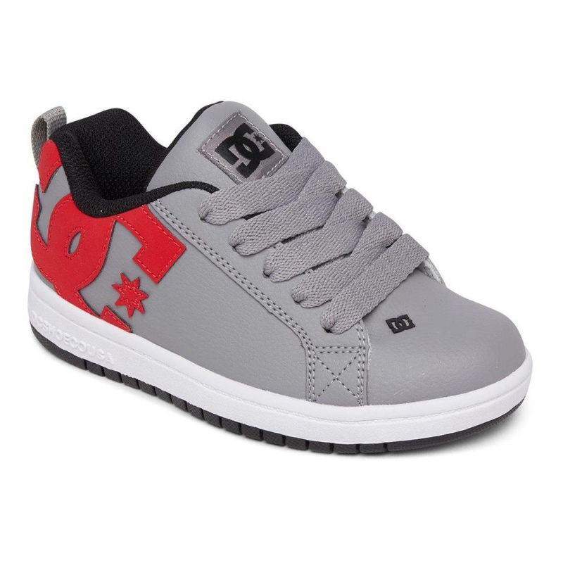 DC Shoes Court Graffik Skate Sko Børn Grå Rød | QFJU-84096