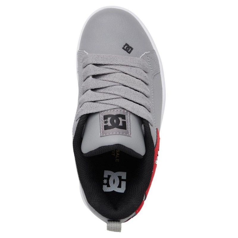 DC Shoes Court Graffik Skate Sko Børn Grå Rød | QFJU-84096