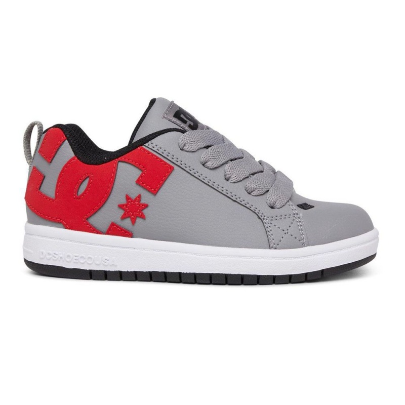 DC Shoes Court Graffik Skate Sko Børn Grå Rød | QFJU-84096