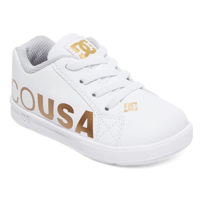 DC Shoes Court Graffik Skate Sko Børn Hvide Guld | NJCU-83642