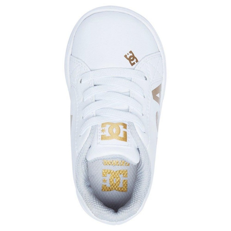 DC Shoes Court Graffik Skate Sko Børn Hvide Guld | NJCU-83642