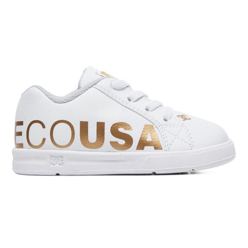 DC Shoes Court Graffik Skate Sko Børn Hvide Guld | NJCU-83642