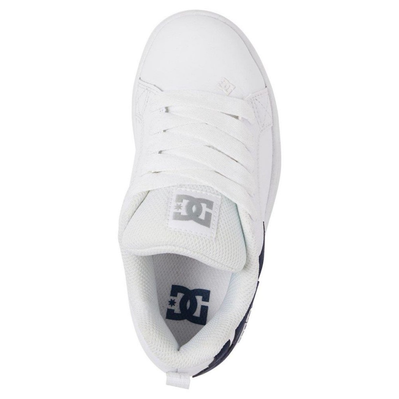 DC Shoes Court Graffik Skate Sko Børn Hvide Blå | YNTL-48076