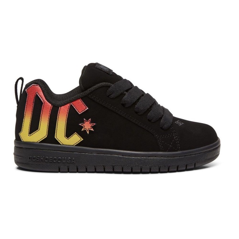 DC Shoes Court Graffik Skate Sko Børn Sort | OWBU-94376