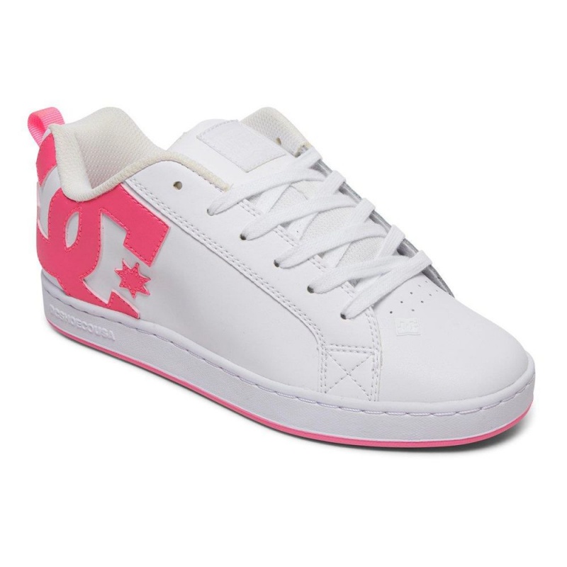 DC Shoes Court Graffik Skate Sko Dame Hvide Lyserød | ZAGR-17845