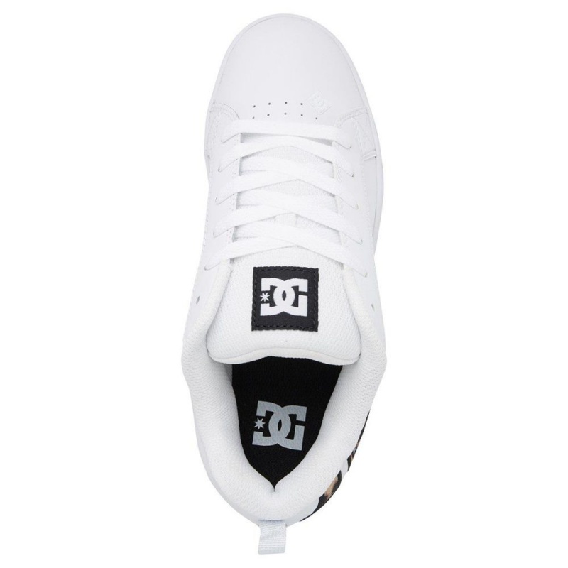 DC Shoes Court Graffik Skate Sko Dame Hvide Leopard | RULY-72419