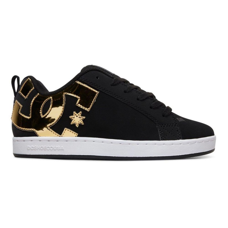 DC Shoes Court Graffik Skate Sko Dame Sort Guld | IEQF-60718