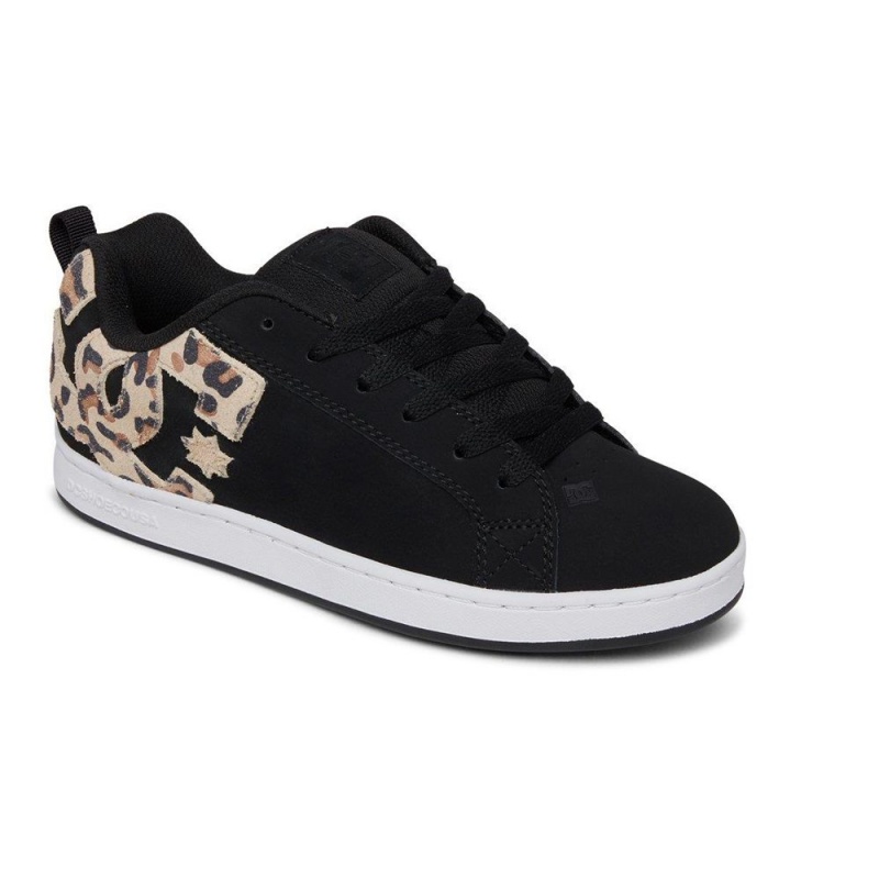 DC Shoes Court Graffik Skate Sko Dame Sort Leopard | PUBM-50891