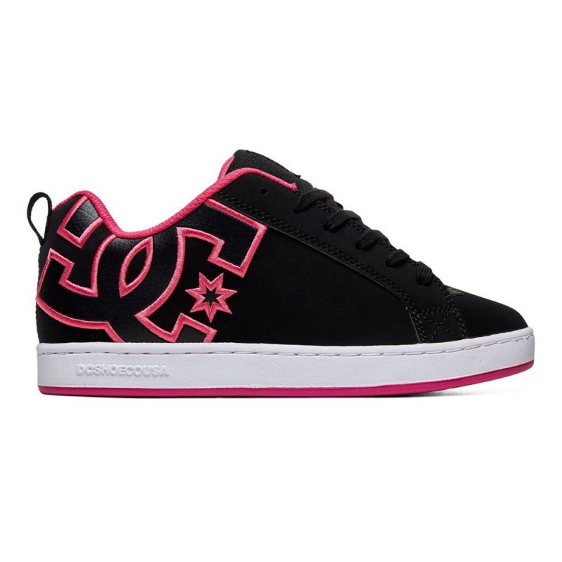 DC Shoes Court Graffik Skate Sko Dame Sort Lyserød | GRXE-13865