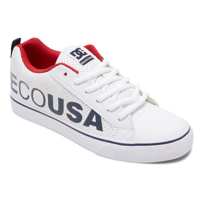 DC Shoes Court Vulc Skate Sko Herre Hvide Mørkeblå | IFAC-38912