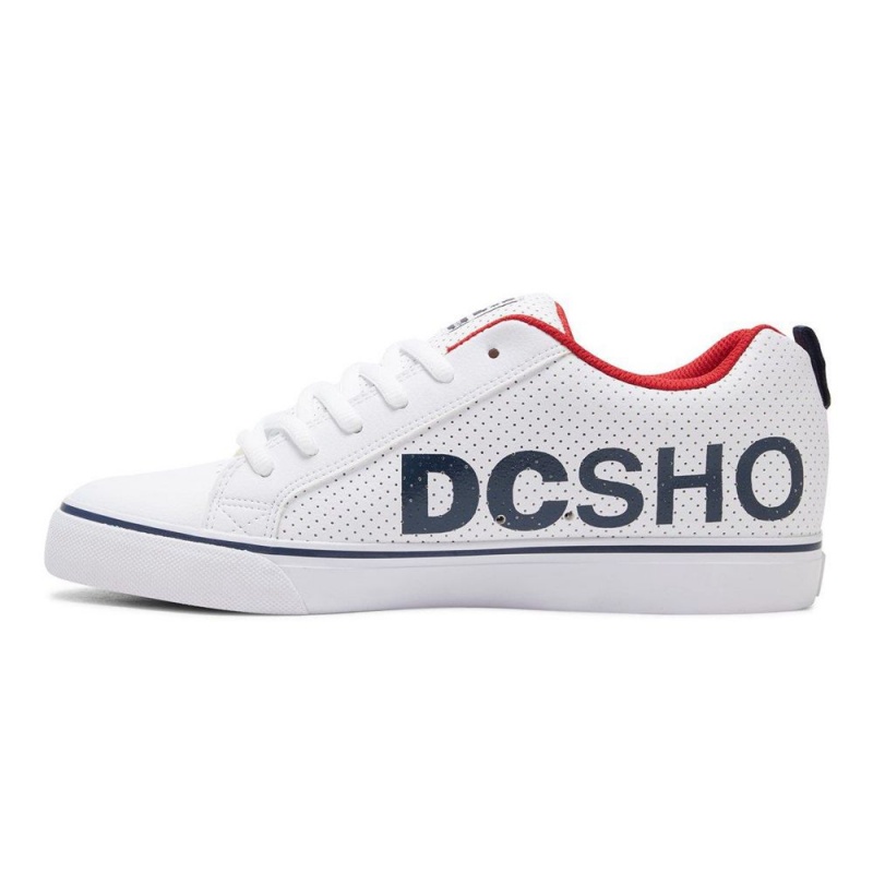 DC Shoes Court Vulc Skate Sko Herre Hvide Mørkeblå | IFAC-38912