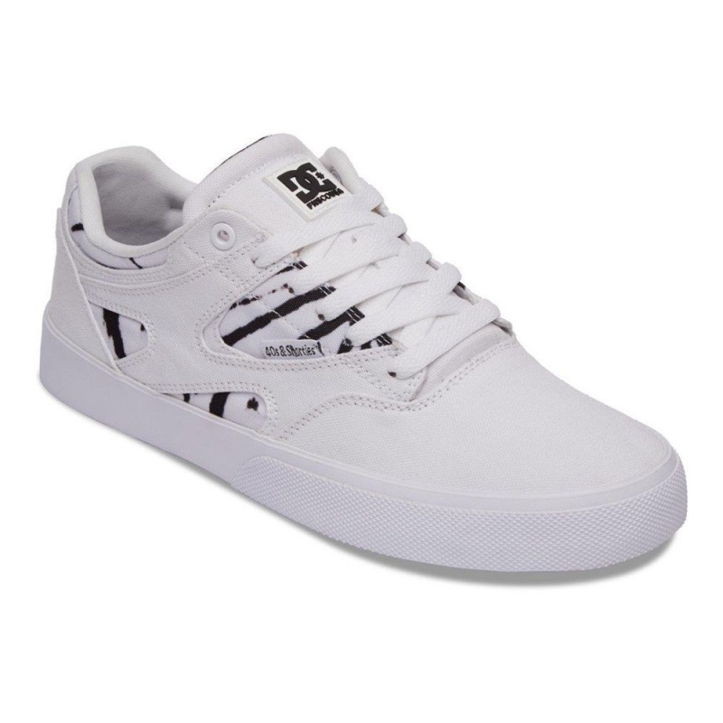 DC Shoes Kalis Vulc Skate Sko Herre Hvide Sort | SMFU-71523