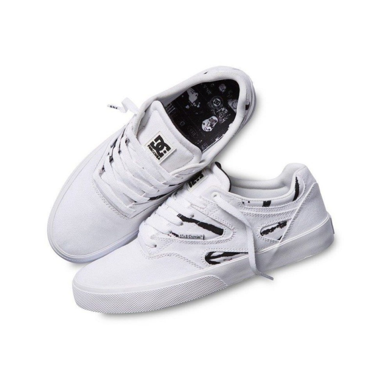 DC Shoes Kalis Vulc Skate Sko Herre Hvide Sort | SMFU-71523