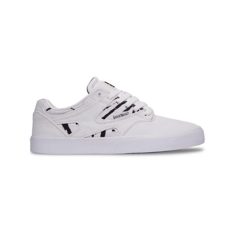 DC Shoes Kalis Vulc Skate Sko Herre Hvide Sort | SMFU-71523