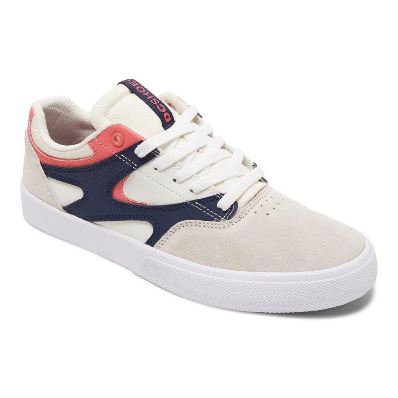 DC Shoes Kalis Vulc Skate Sko Herre Hvide Mørkeblå | CPDY-13852