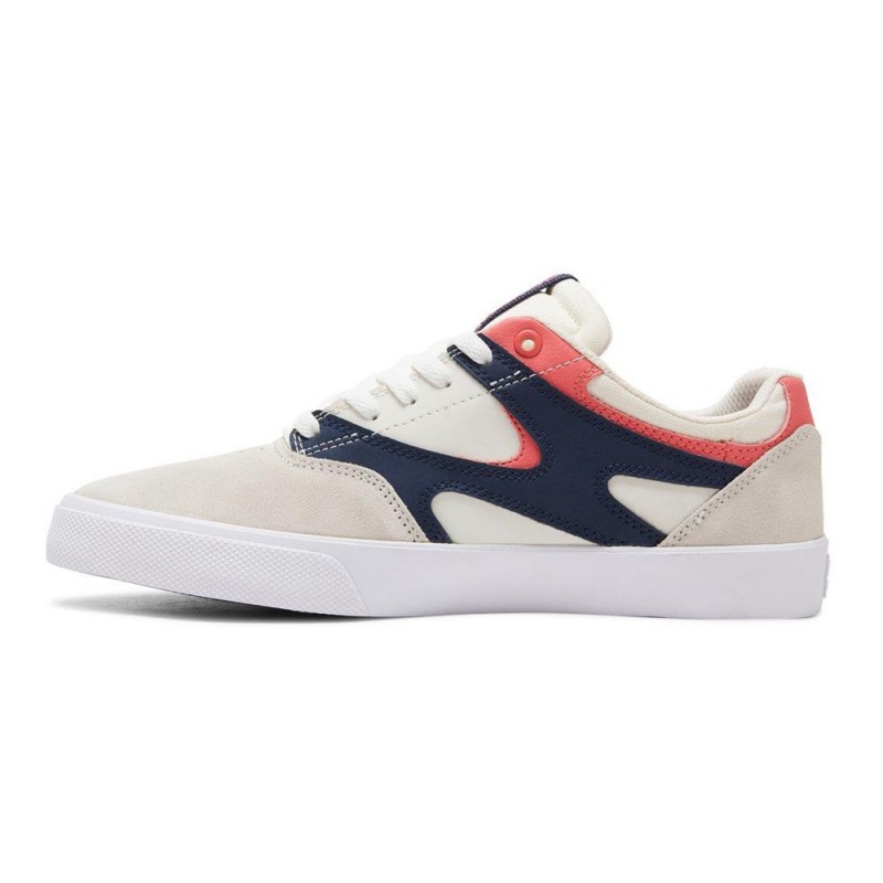 DC Shoes Kalis Vulc Skate Sko Herre Hvide Mørkeblå | CPDY-13852