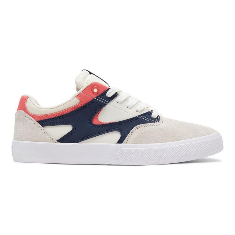 DC Shoes Kalis Vulc Skate Sko Herre Hvide Mørkeblå | CPDY-13852