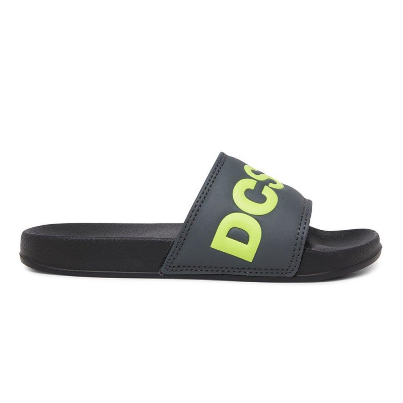 DC Shoes Slides Sandaler Børn Grå Gul | PICB-26714