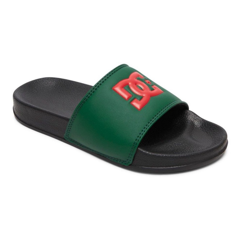 DC Shoes Slides Sandaler Børn Grøn Rød | LFDA-67204