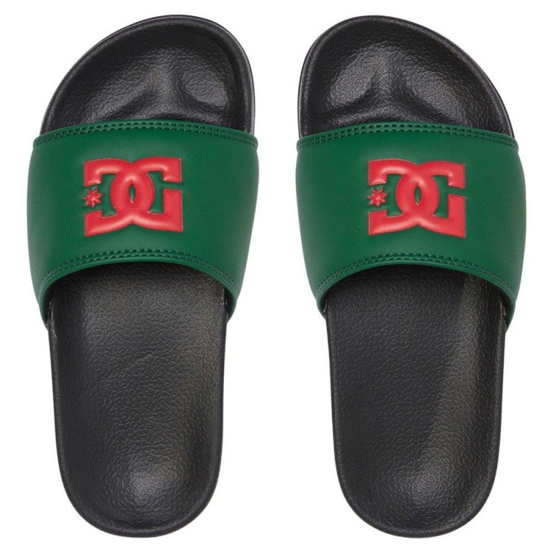 DC Shoes Slides Sandaler Børn Grøn Rød | LFDA-67204