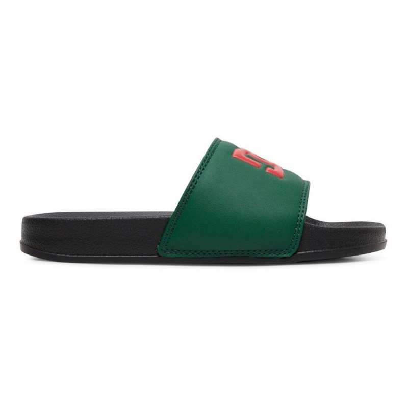 DC Shoes Slides Sandaler Børn Grøn Rød | LFDA-67204