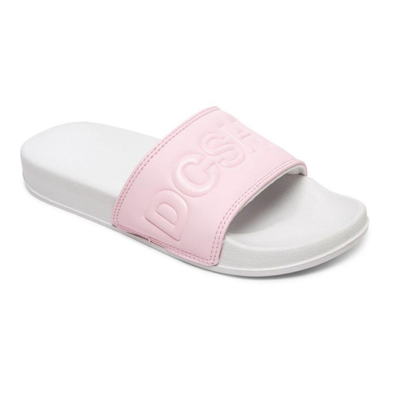 DC Shoes Slides Sandaler Børn Lyserød Grå | JTAI-52730