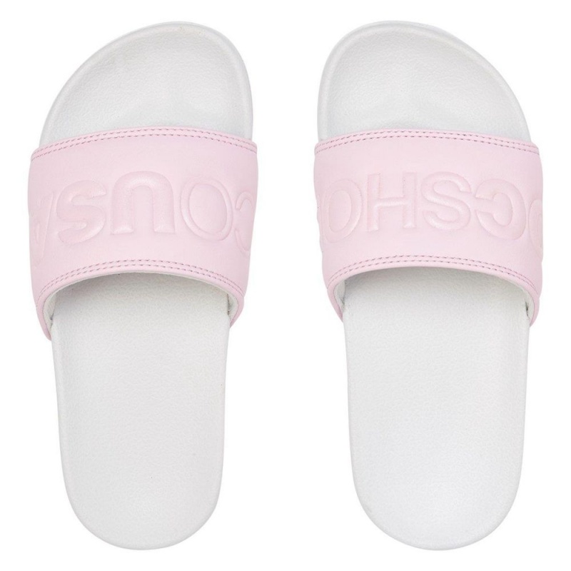 DC Shoes Slides Sandaler Børn Lyserød Grå | JTAI-52730