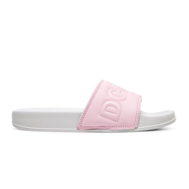 DC Shoes Slides Sandaler Børn Lyserød Grå | JTAI-52730