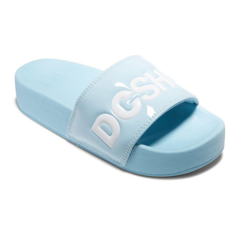 DC Shoes Slides Sandaler Dame Blå Hvide | SPUK-95781