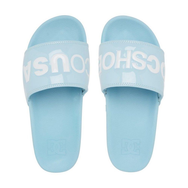 DC Shoes Slides Sandaler Dame Blå Hvide | SPUK-95781