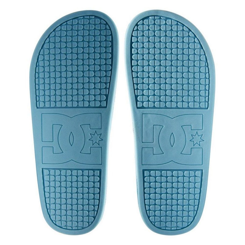 DC Shoes Slides Sandaler Dame Blå Hvide | SPUK-95781