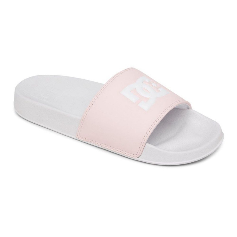 DC Shoes Slides Sandaler Dame Hvide Lyserød | TXUO-87230