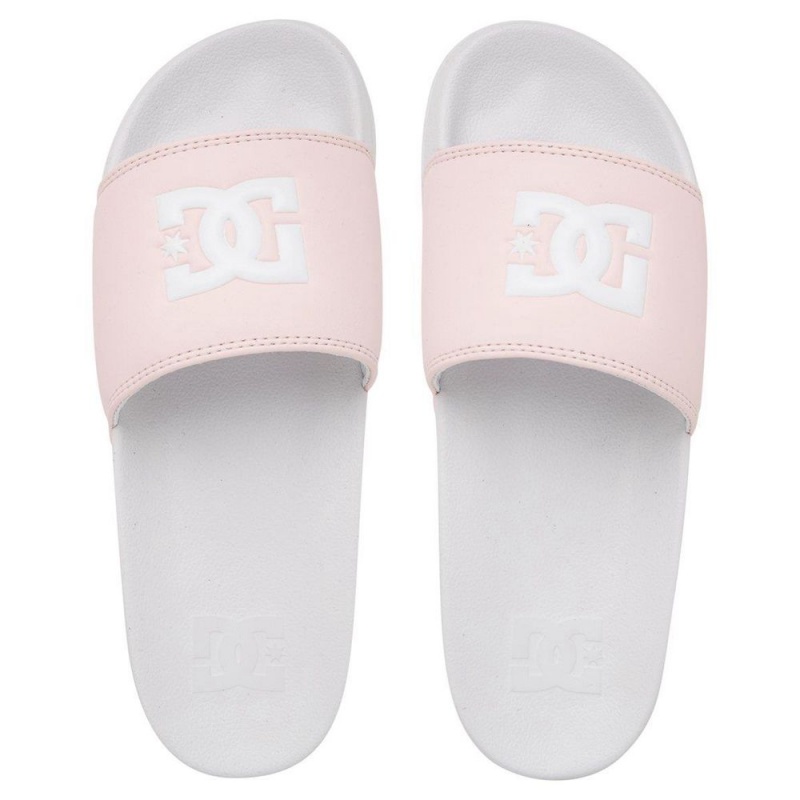 DC Shoes Slides Sandaler Dame Hvide Lyserød | TXUO-87230